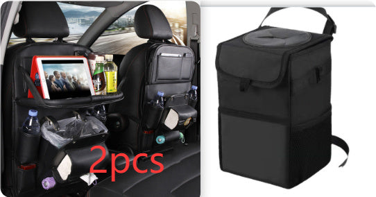 PU Leather Car Storage Bag Multifunction Seat Back Tray Hanging Bag Waterproof Car Organizer