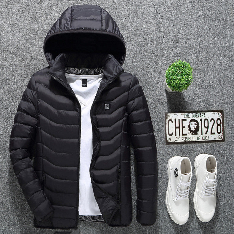 Winter Heated Jacket USB Electric Cotton Coat Zip-up Heater Thermal Vest For Men