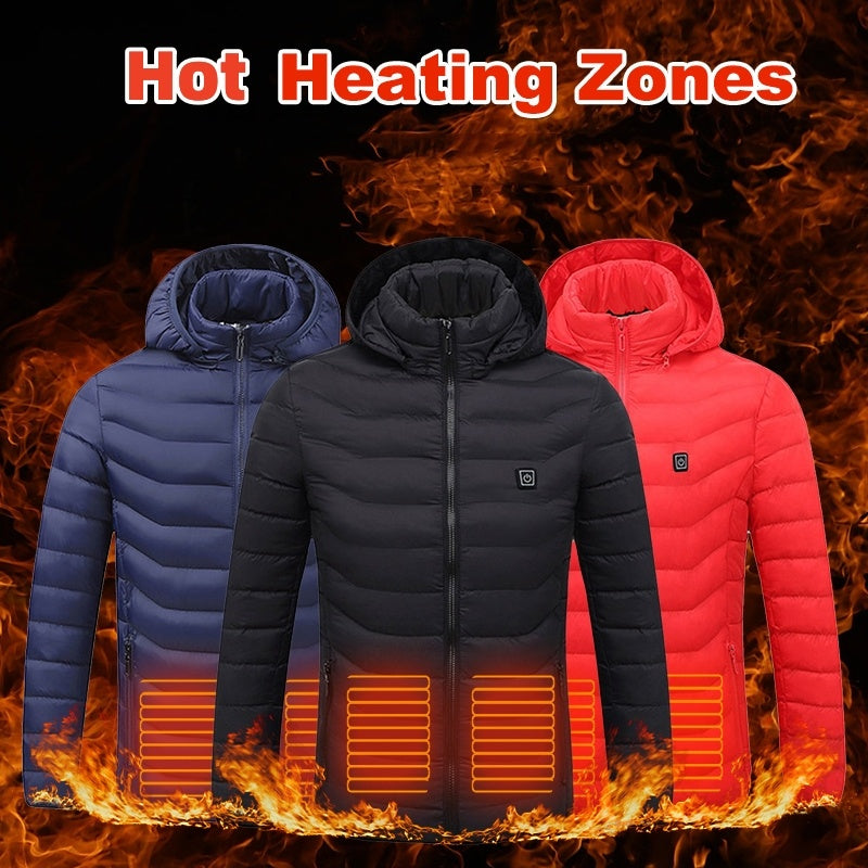 Winter Heated Jacket USB Electric Cotton Coat Zip-up Heater Thermal Vest For Men