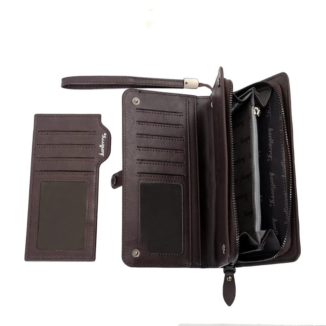 Men's Long and Zipper Leather Wallet