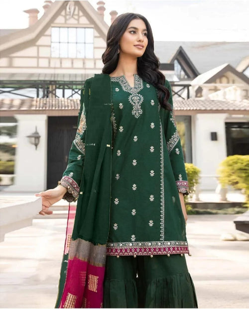 3 Pcs Women's Unstitched Embroidered Suit