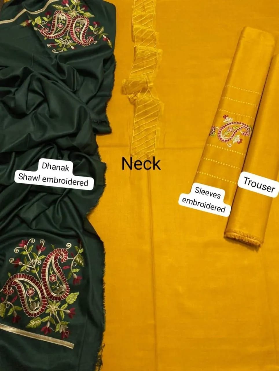 3 Pcs Women's Unstitched Embroidered Suit