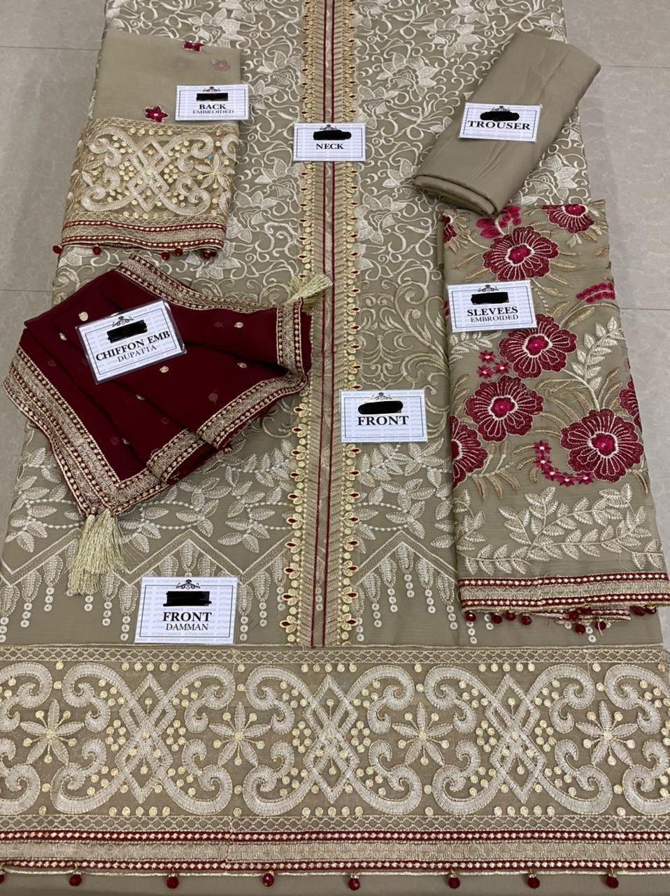 3 Pcs Women's Unstitched Embroidered Suit