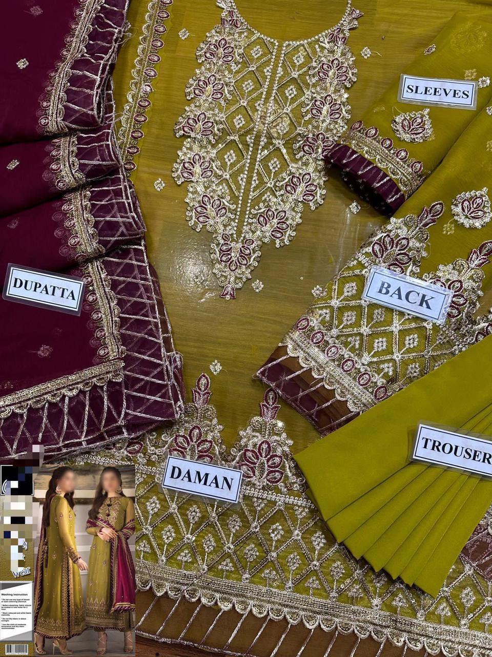 3 Pcs Women's Unstitched Embroidered Suit