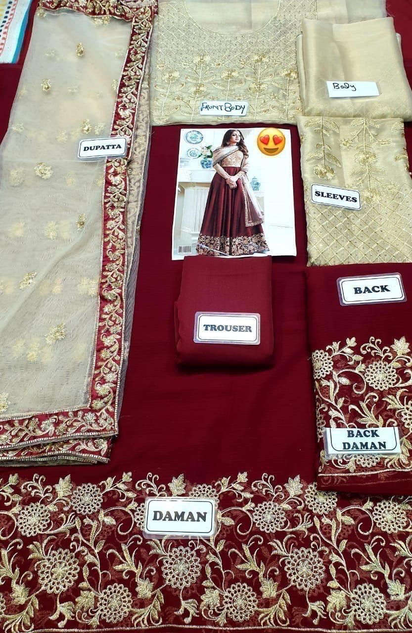 3 Pcs Women's Unstitched Embroidered Suit