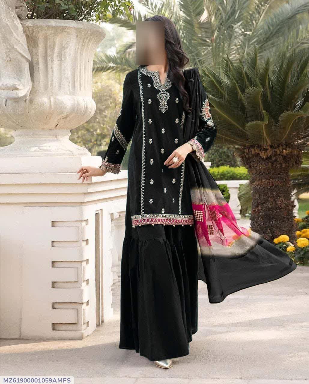 3 Pcs Women's Unstitched Embroidered Suit