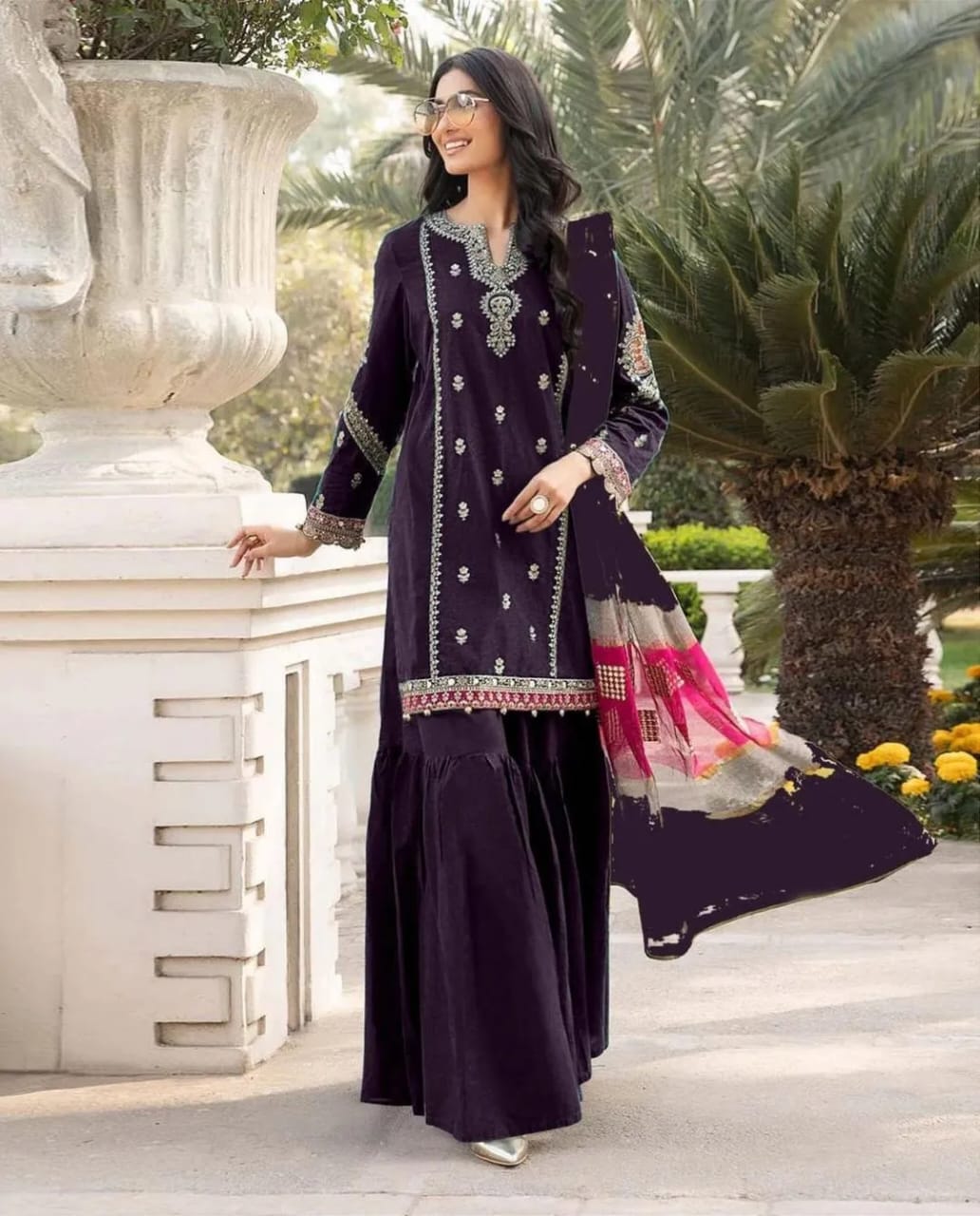 3 Pcs Women's Unstitched Embroidered Suit