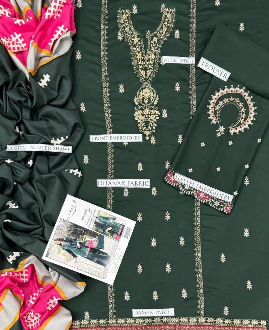 3 Pcs Women's Unstitched Embroidered Suit