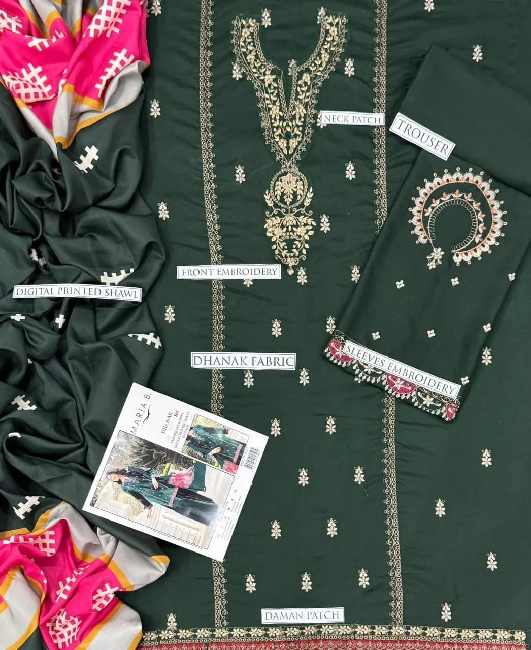 3 Pcs Women's Unstitched Embroidered Suit