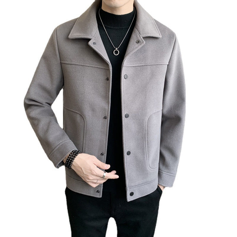 Men's Jacket Autumn and Winter Korean Style Fashionable Slim Casual Woolen