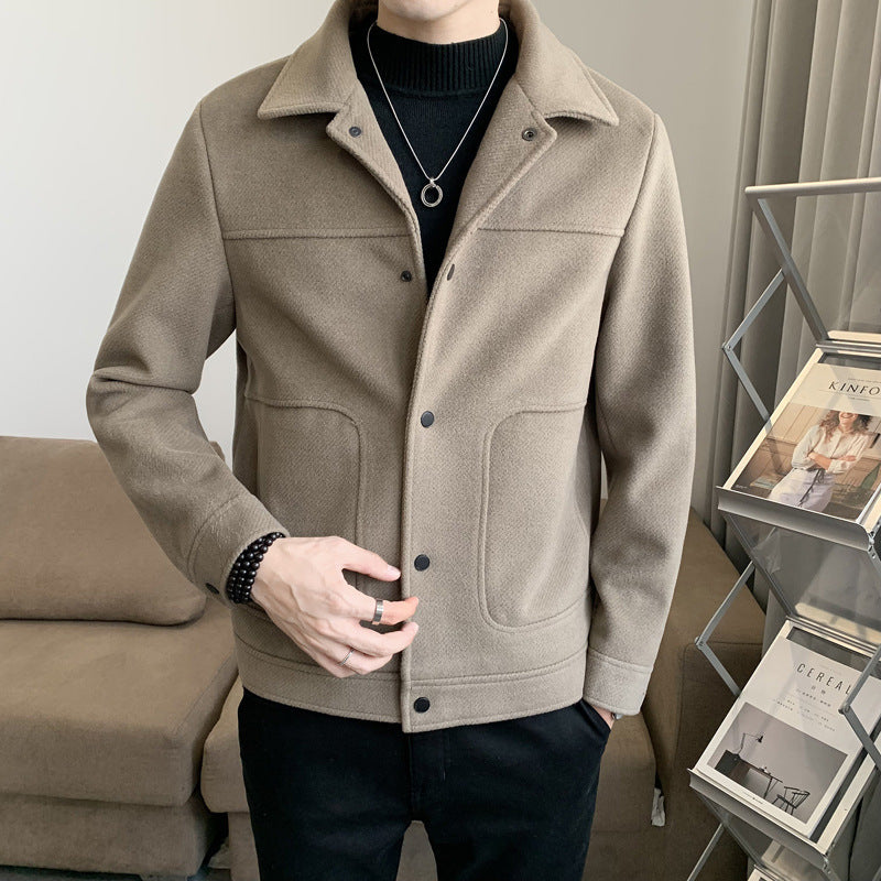 Men's Jacket Autumn and Winter Korean Style Fashionable Slim Casual Woolen
