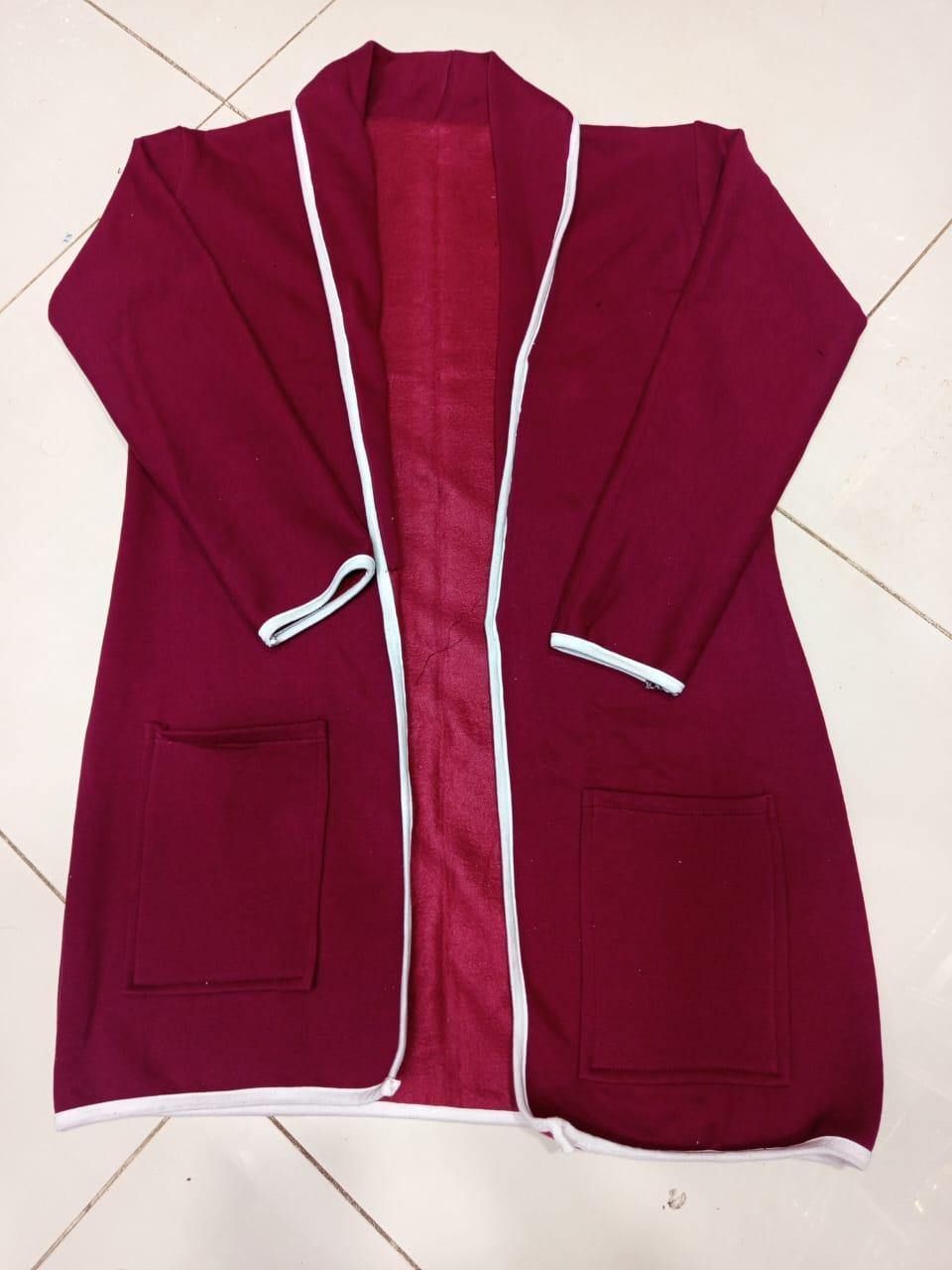1 Pc Women's Stitched Fleece Plain Lapel Coat