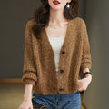 Moaning's New Autumn and Winter Colorful Spotted Yarn V Neck Knitted Jacket