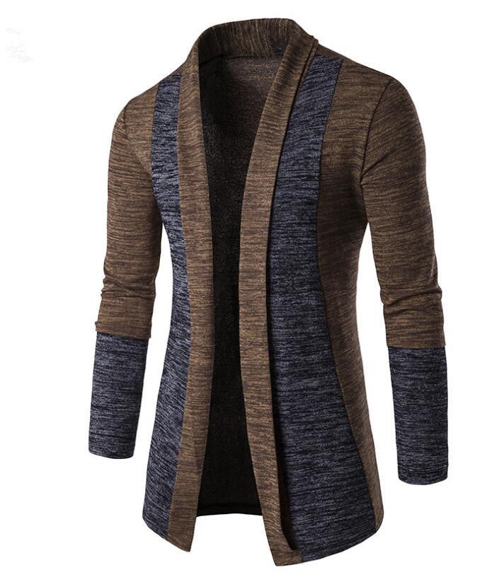 New Arrival Men's Sweater Cardigan Stitching Contrast color Korean Style