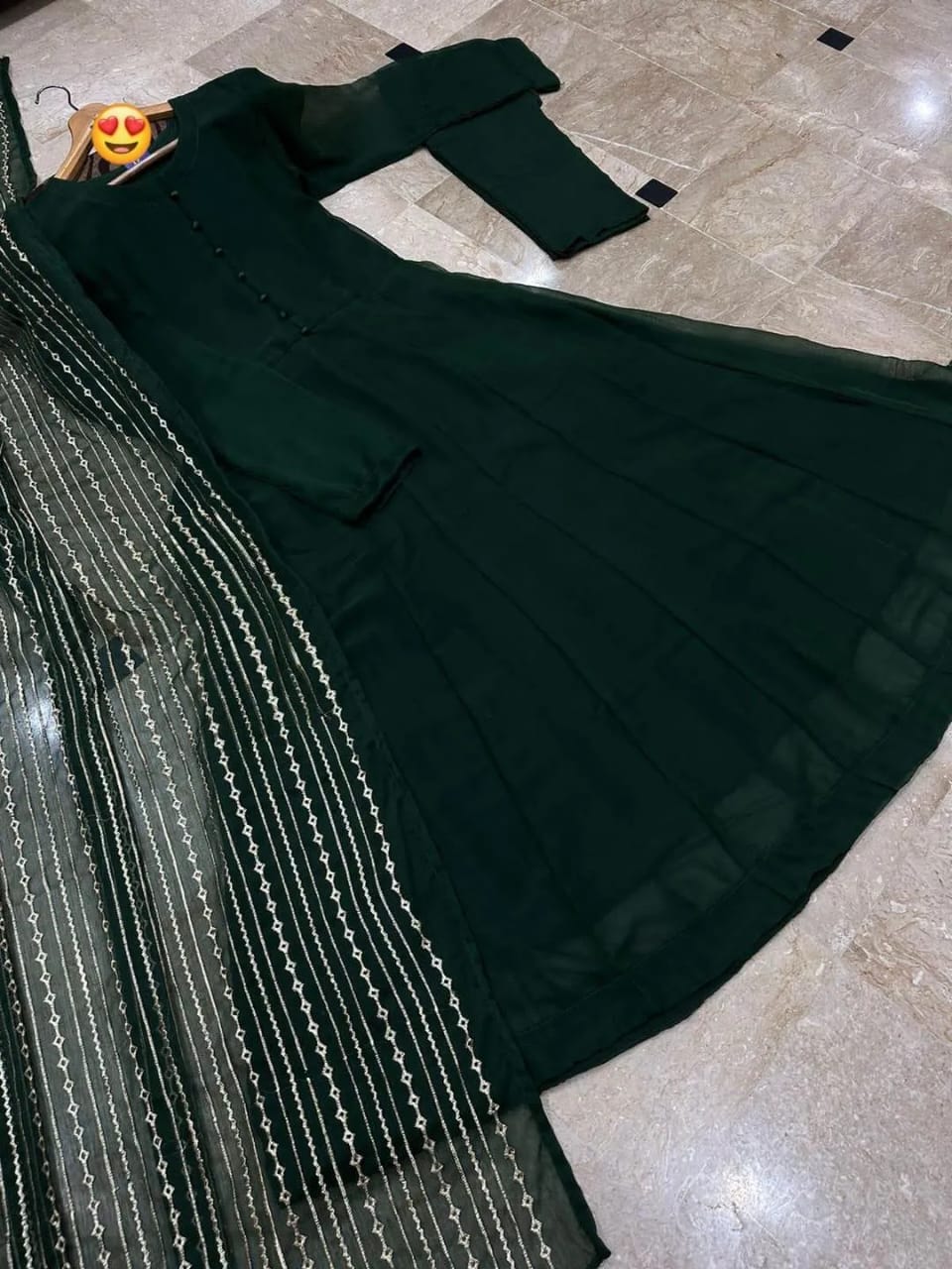 3 Pcs Women's Stitched Chiffon Plain Frock