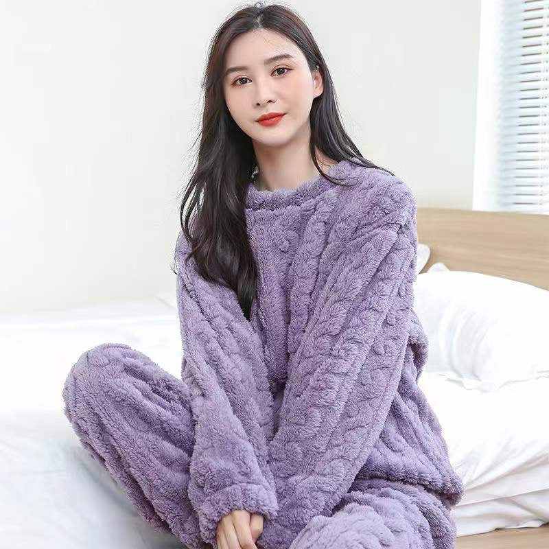Jacquard Flannel Warm Suit Thickened Thermal Couple Loungewear