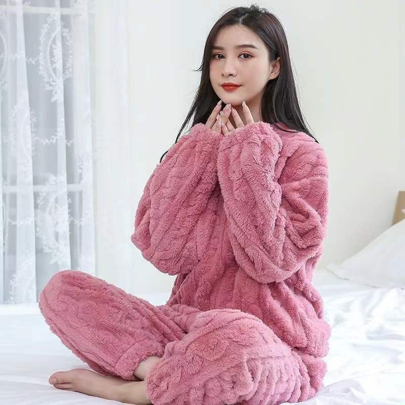 Jacquard Flannel Warm Suit Thickened Thermal Couple Loungewear