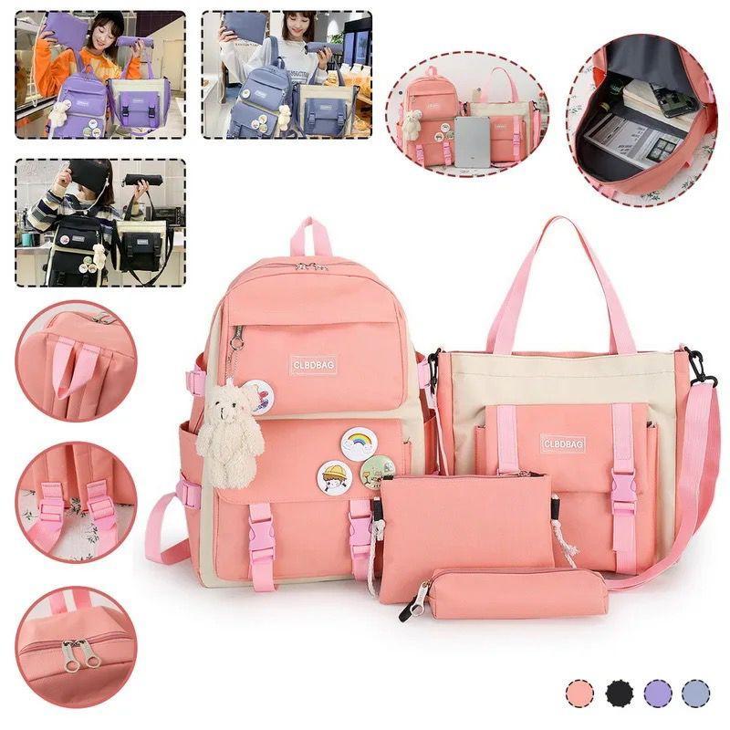 4 Pcs Nylon Backpack for Girls and Boys