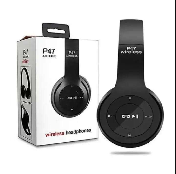 Black Long Lasting Battery with Fast Charge 47 Wireless Neckband