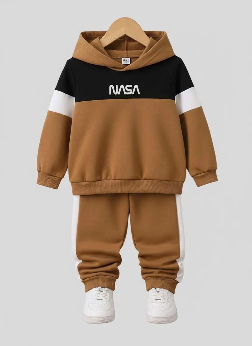 2 Pcs Boy's Fleece Printed Hoodie Tracksuit