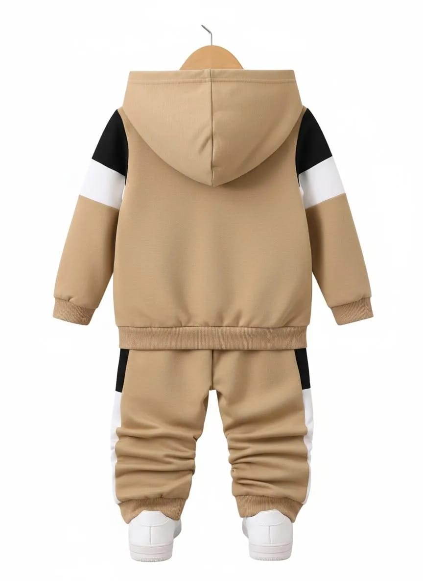 2 Pcs Boy's Fleece Printed Hoodie Tracksuit