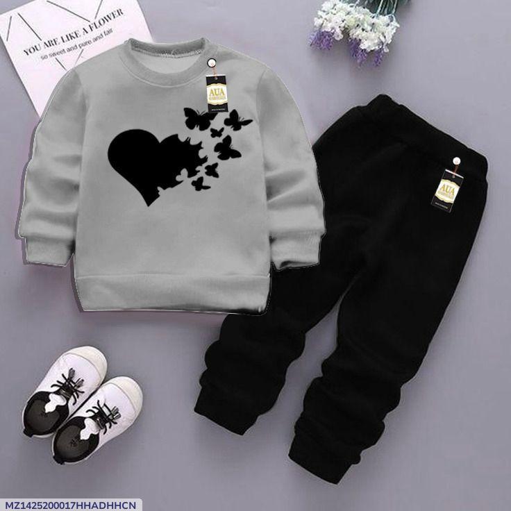 Trendy 2 Pcs Printed Fleece Sweatshirt Tracksuit for Boys's and Girl's (Ages 1-12)