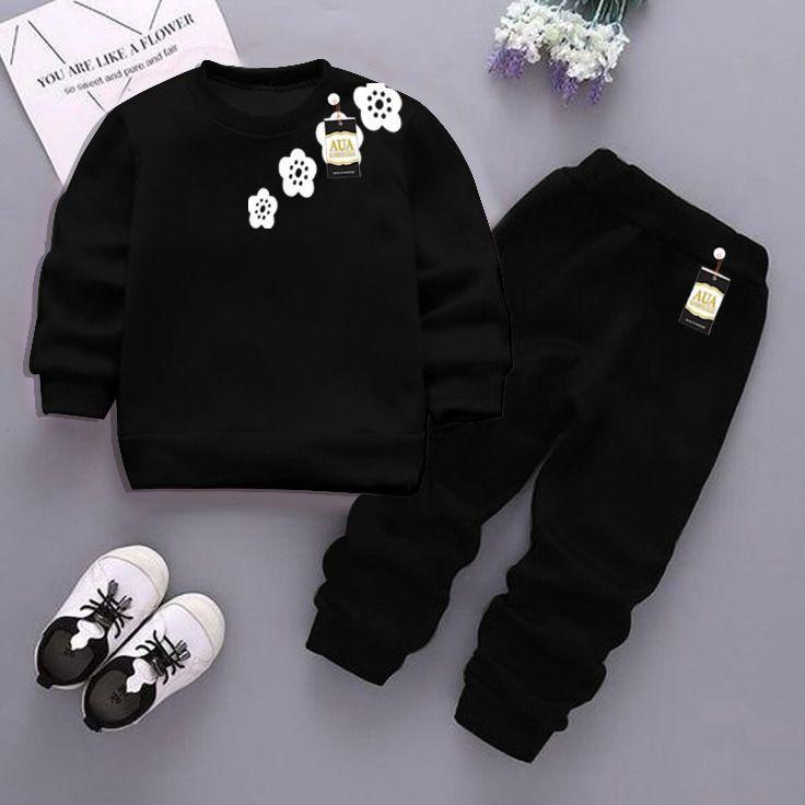 Trendy 2 Pcs Printed Fleece Sweatshirt Tracksuit for Boys's and Girl's (Ages 1-12)
