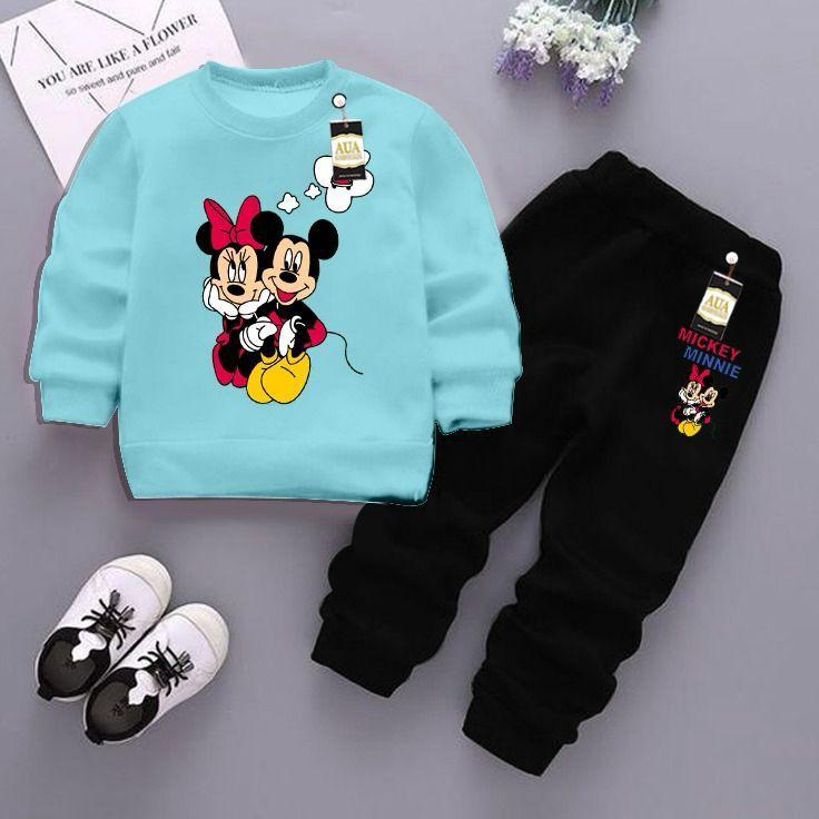 Trendy 2 Pcs Printed Fleece Sweatshirt Tracksuit for Boys's and Girl's (Ages 1-12)