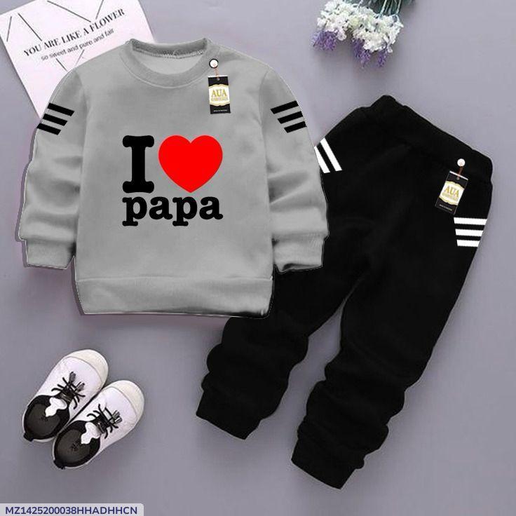 Trendy 2 Pcs Printed Fleece Sweatshirt Tracksuit for Boys's and Girl's (Ages 1-12)