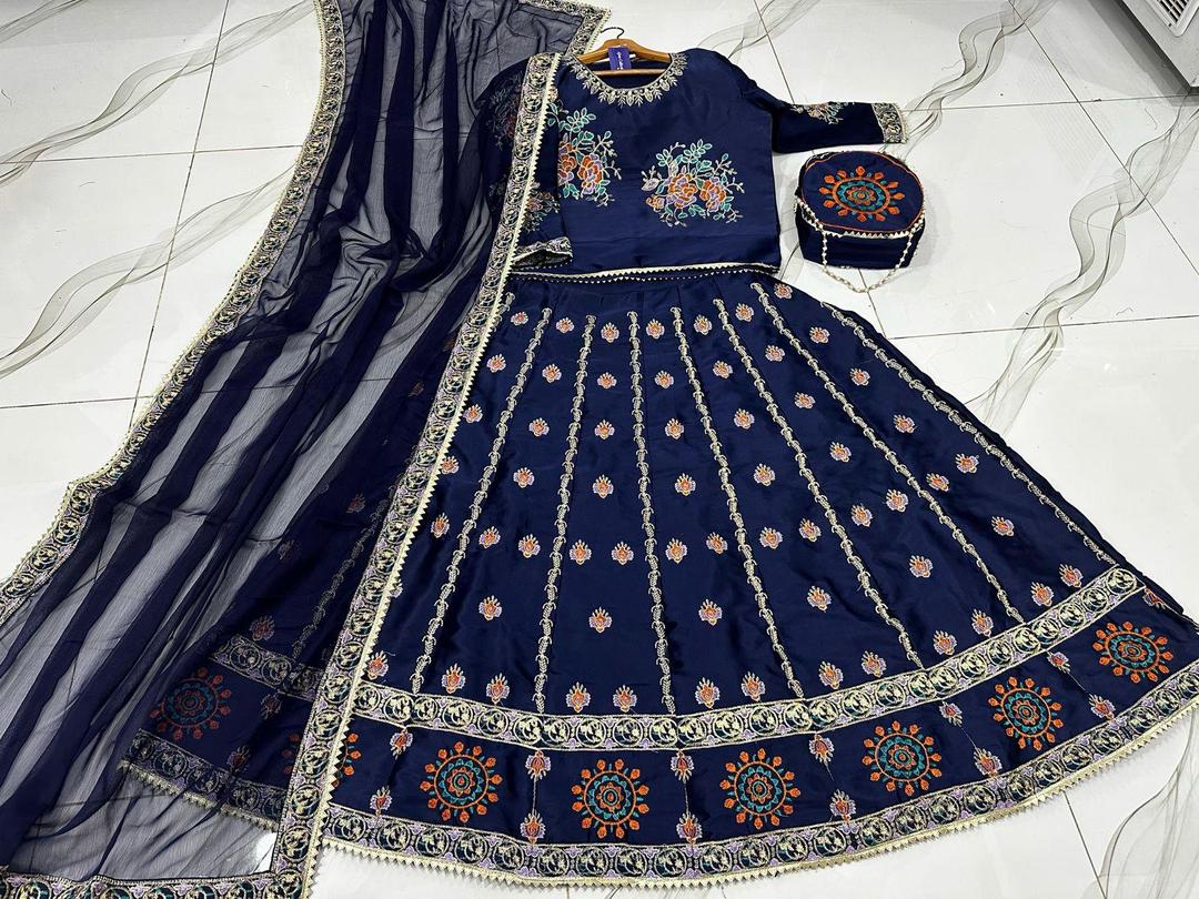 Embroidered Lehenga Choli Set - 4 Pcs Women's Stitched Ensemble