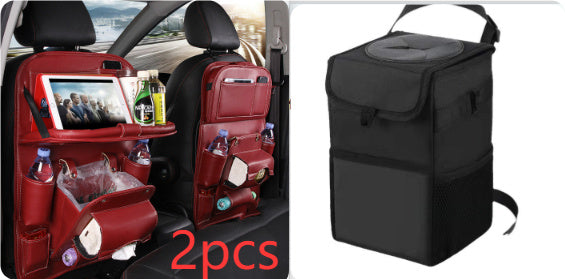 PU Leather Car Storage Bag Multifunction Seat Back Tray Hanging Bag Waterproof Car Organizer