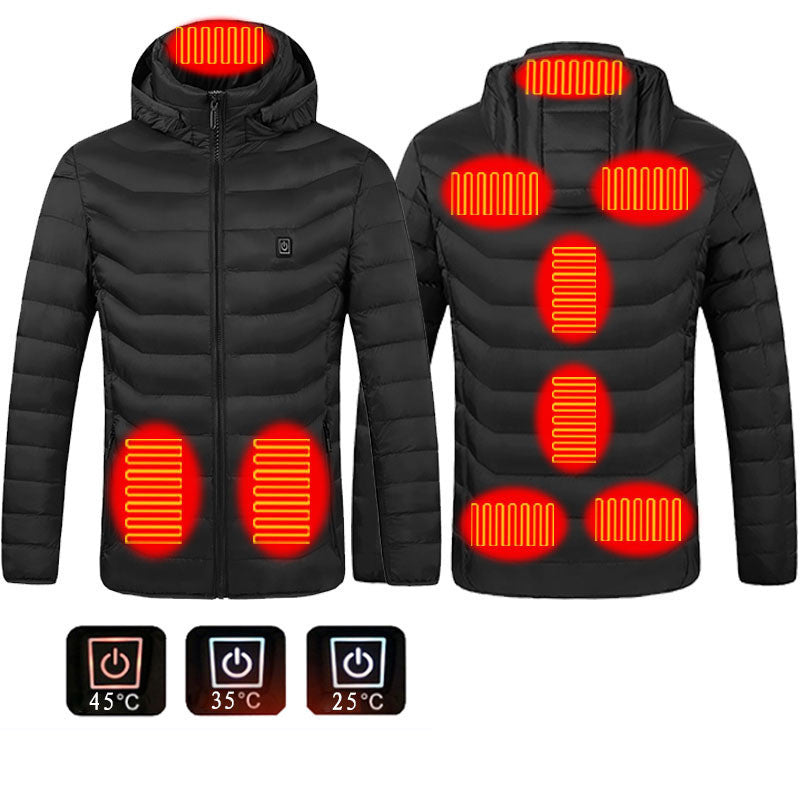 Winter Heated Jacket USB Electric Cotton Coat Zip-up Heater Thermal Vest For Men