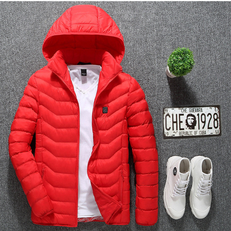 Winter Heated Jacket USB Electric Cotton Coat Zip-up Heater Thermal Vest For Men
