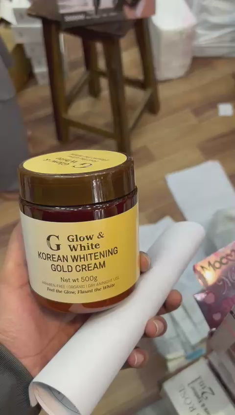 Glow & White Korean Whitening Gold Cream for radiant, bright, and nourished skin care. 250gm
